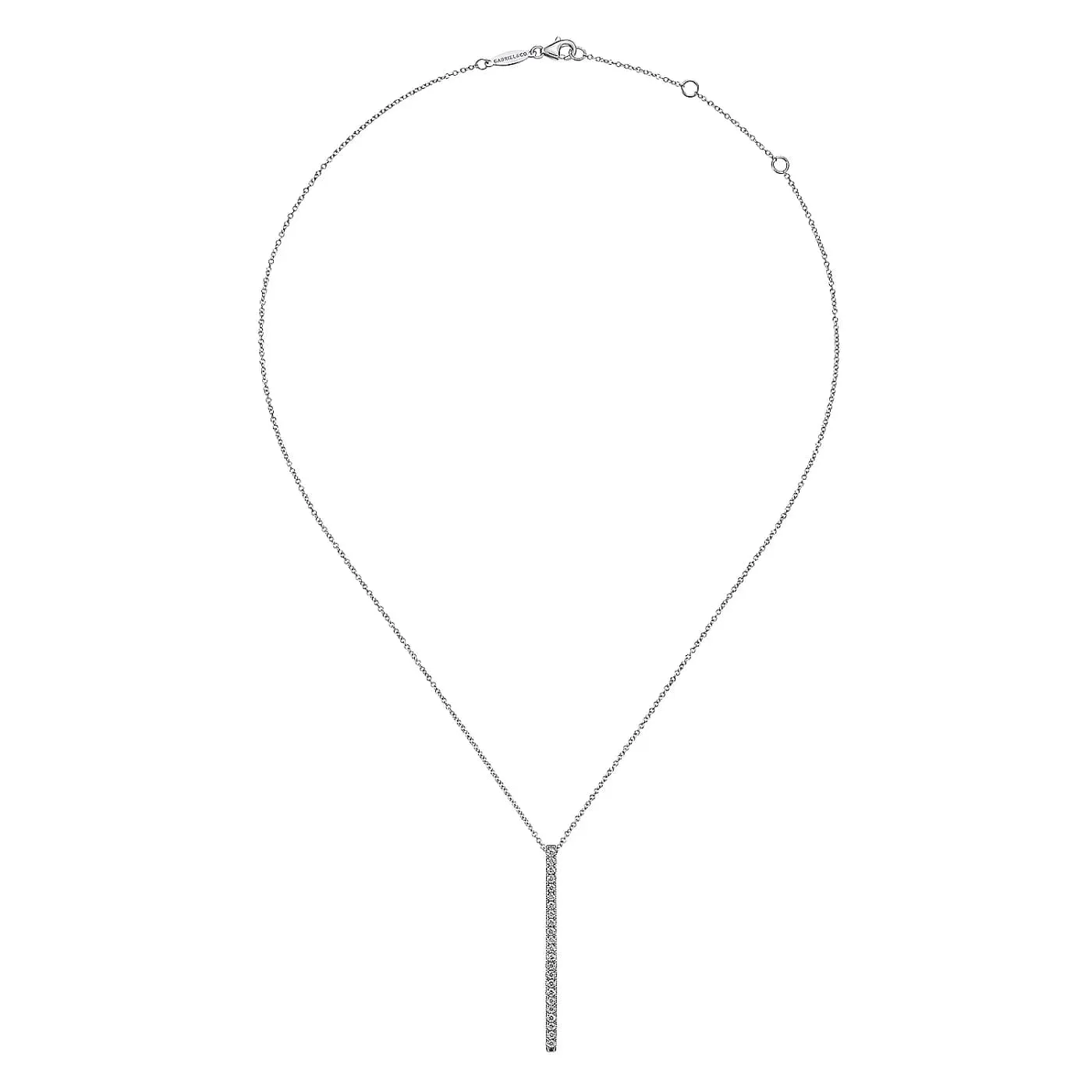 Diamond Bar Pendant Necklace in White Gold, 0.50 cttw