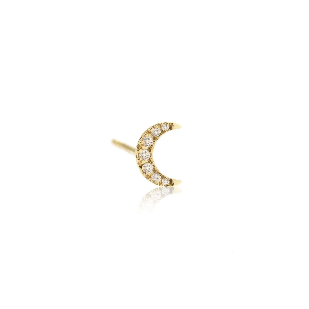 Diamond Crescent Moon Stud