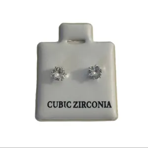 Diamond CZ Faux Silver Stud Earrings