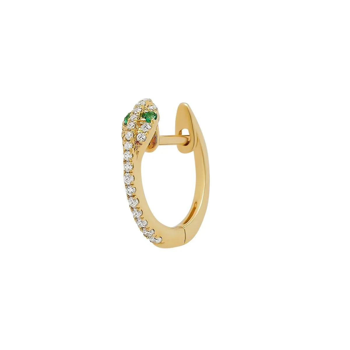 Diamond Snake Hoop - Emerald Eyes | .85GMS .09CT | Single