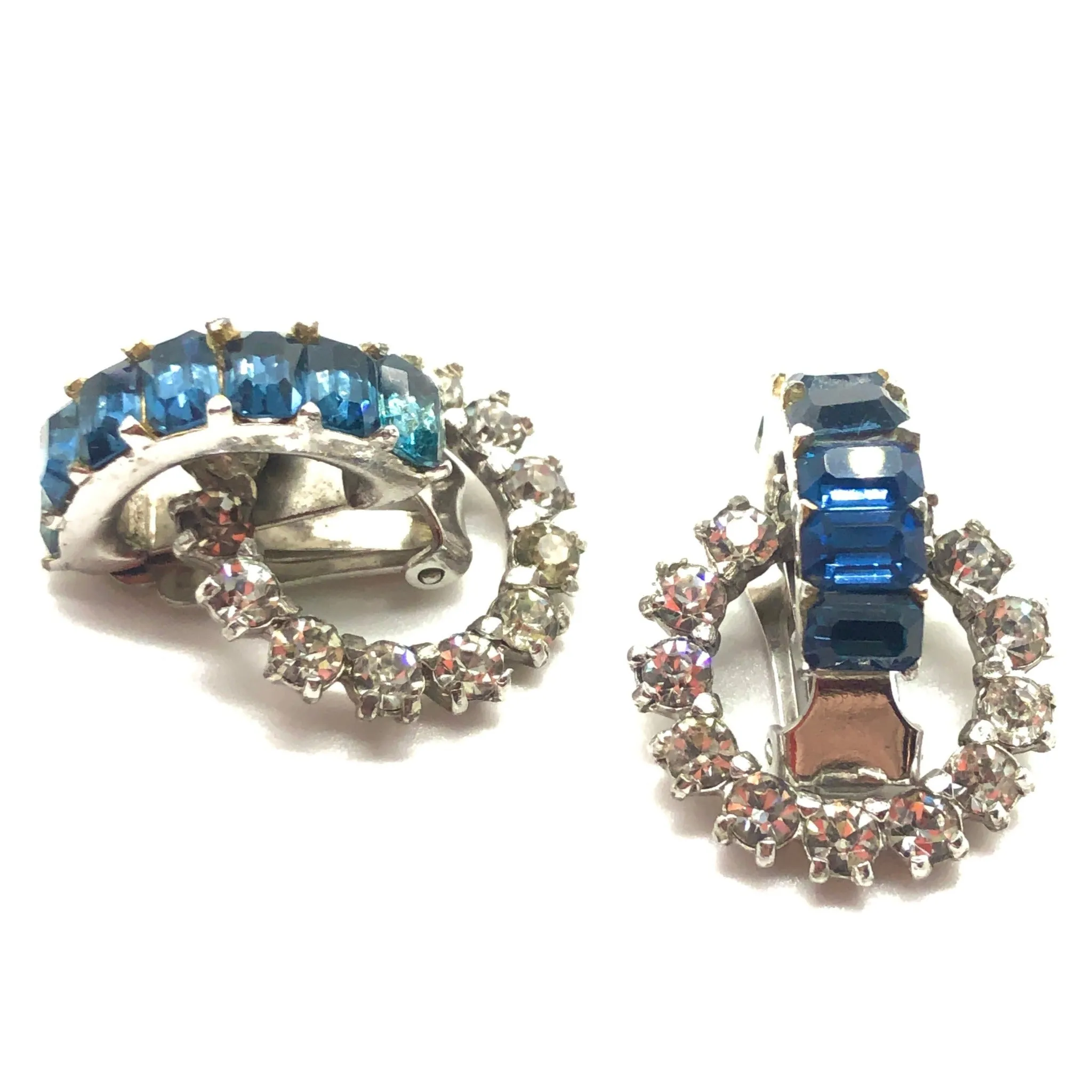 Dior 1950's Blue Crystal Pin/Earring Set