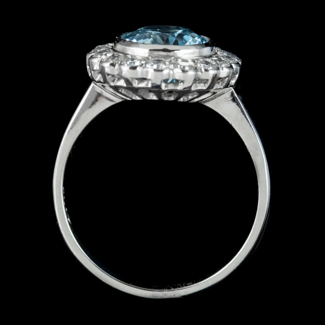 Edwardian Style Aquamarine Diamond Ring Platinum 3.5ct Aqua