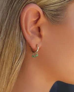 Emerald CZ Shaker Hoop Earrings  - 14k Yellow Gold Fill