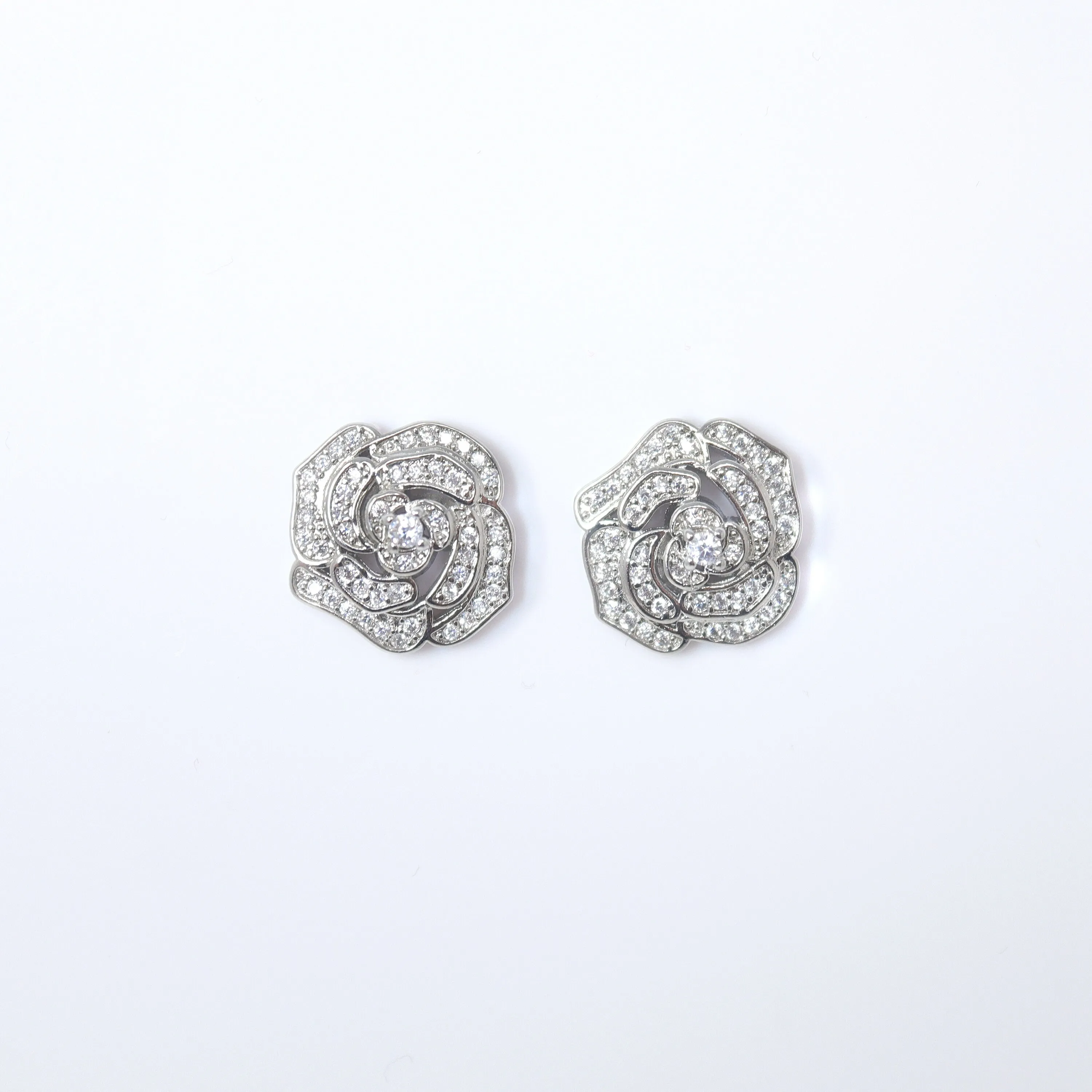 Enchanting Rose Radiance: Swarovski Crystal Rose Stud Earrings for Brides, Crystal Bridal Earrings, Statement Earrings Cz