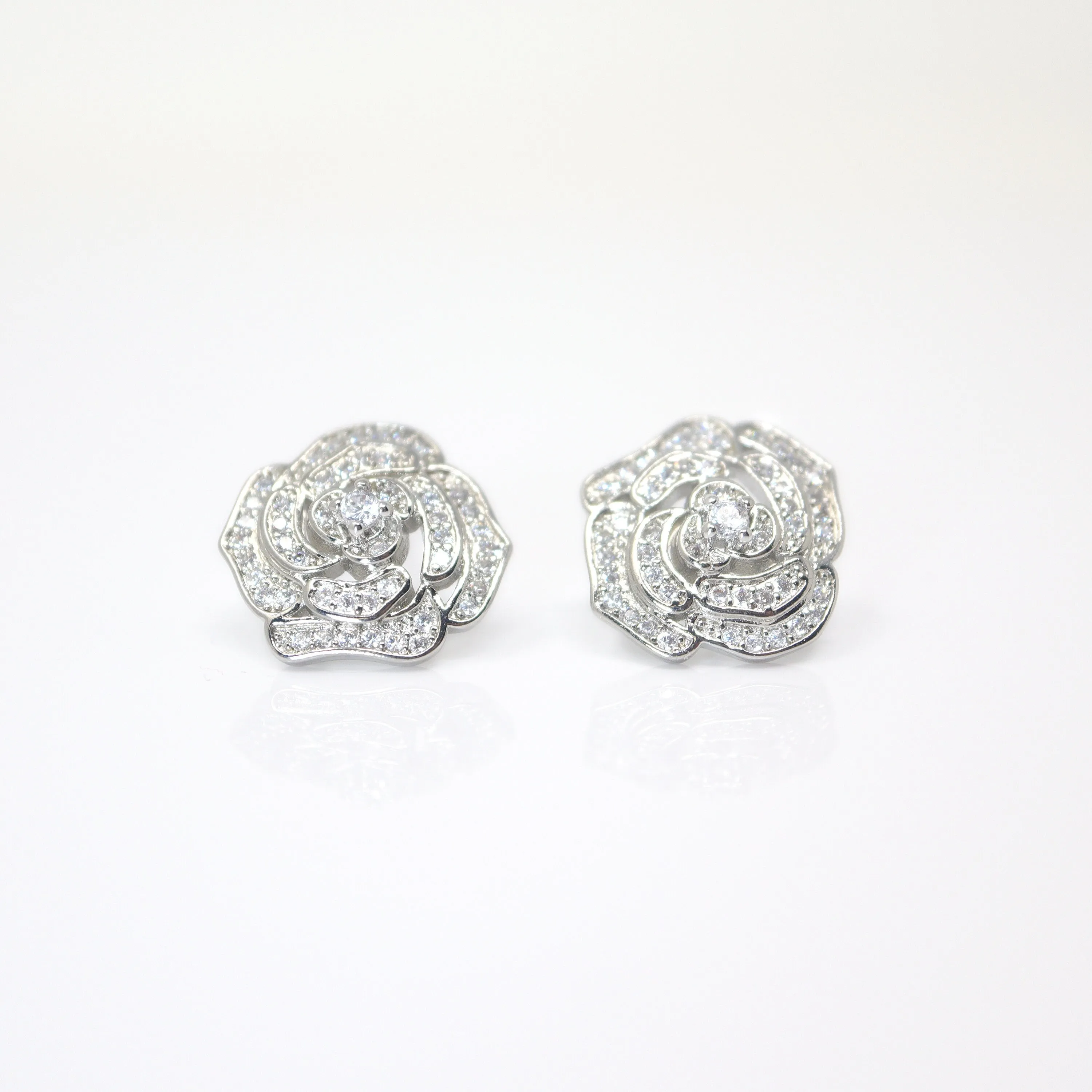 Enchanting Rose Radiance: Swarovski Crystal Rose Stud Earrings for Brides, Crystal Bridal Earrings, Statement Earrings Cz