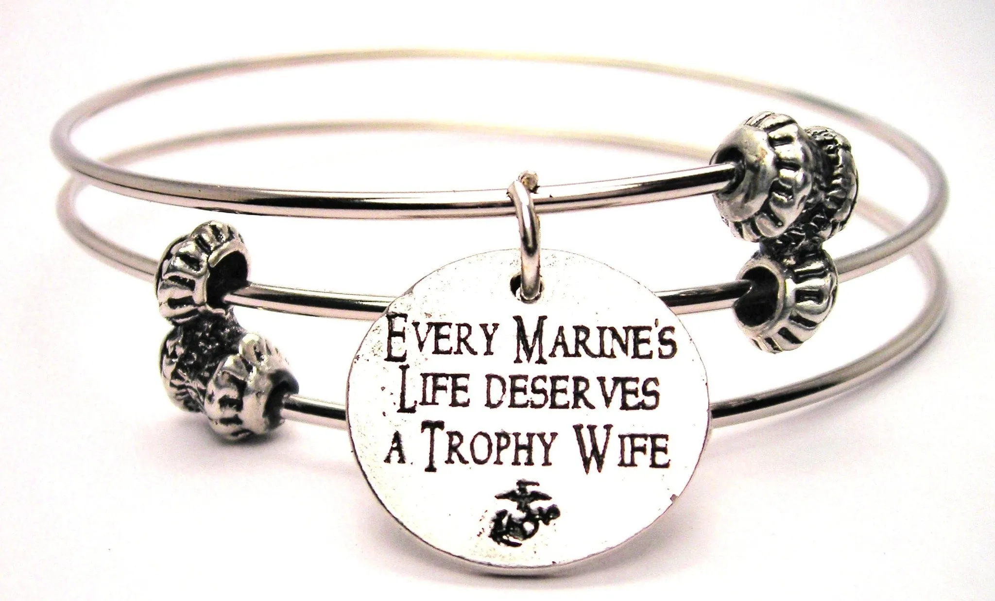 Every Marines Life Deserves A Trophy Wife Triple Style Expandable Bangle Bracelet