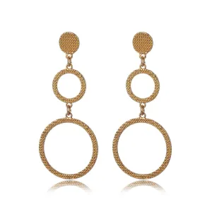 Exaggerated Irregular Double Circle Earrings Female Textured Metal Stud Earrings