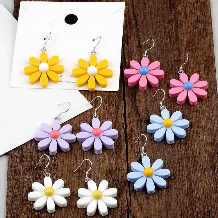 Explosive Earrings Resin Daisy Flowers All-match