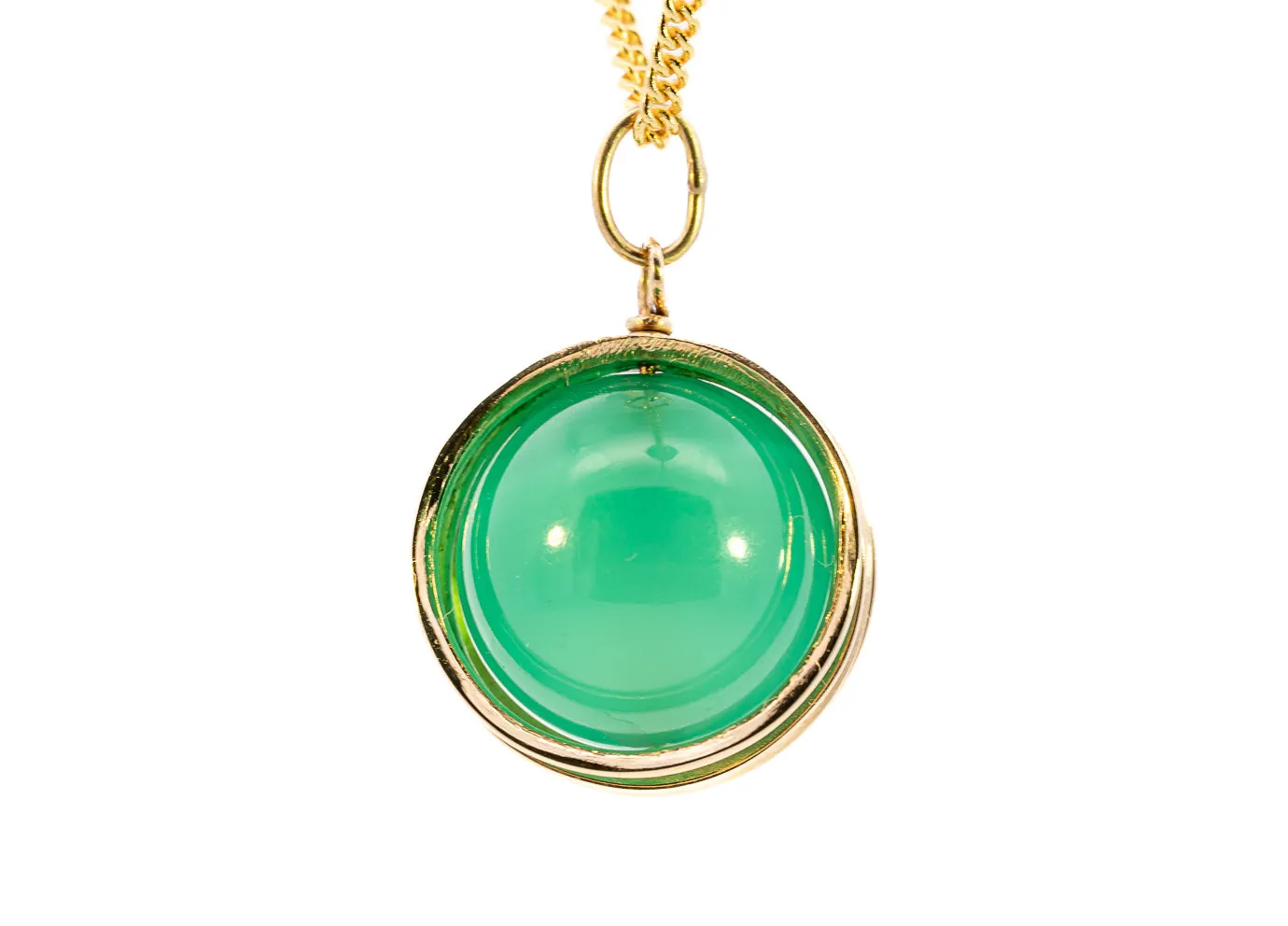 Exquisite 18ct Yellow Gold Dyed Agate Spinner Pendant