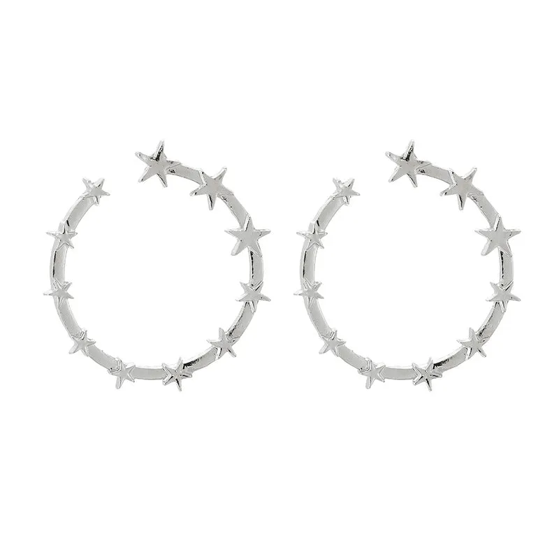 Fashion Temperament Star Earrings Five-pointed Star Metal Three-dimensional