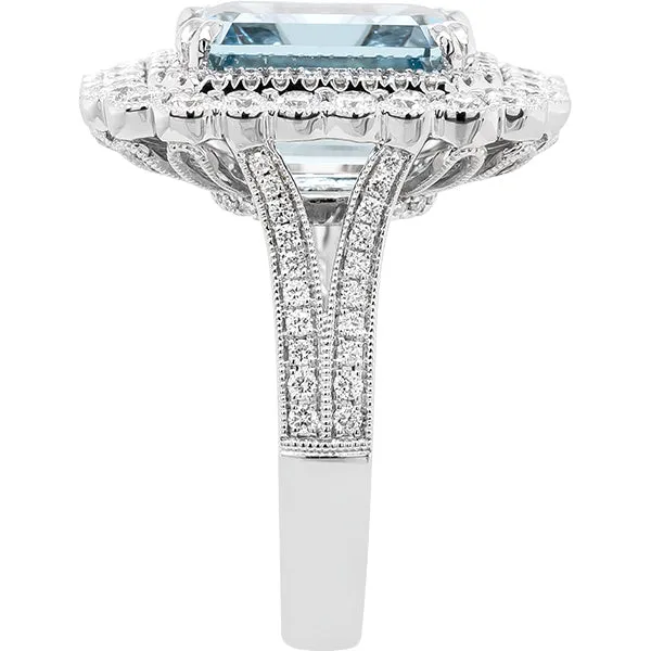 Gems of Distinction Collection's 14k White Gold 5.03ct Aquamarine & 1.23ctw Diamond Ring