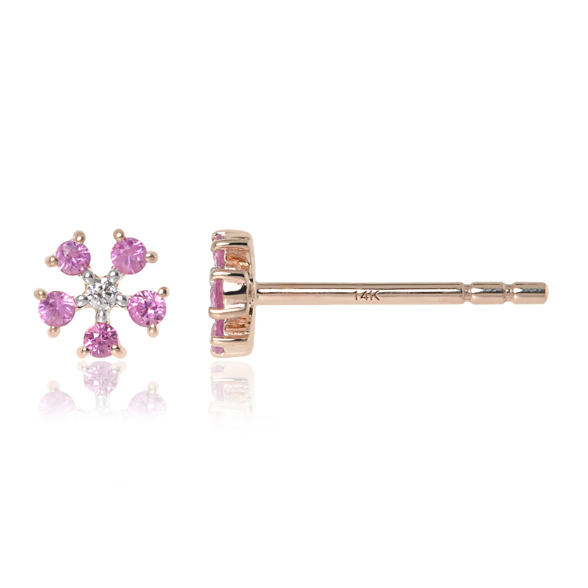 Gemstone 14K Daisy Stud