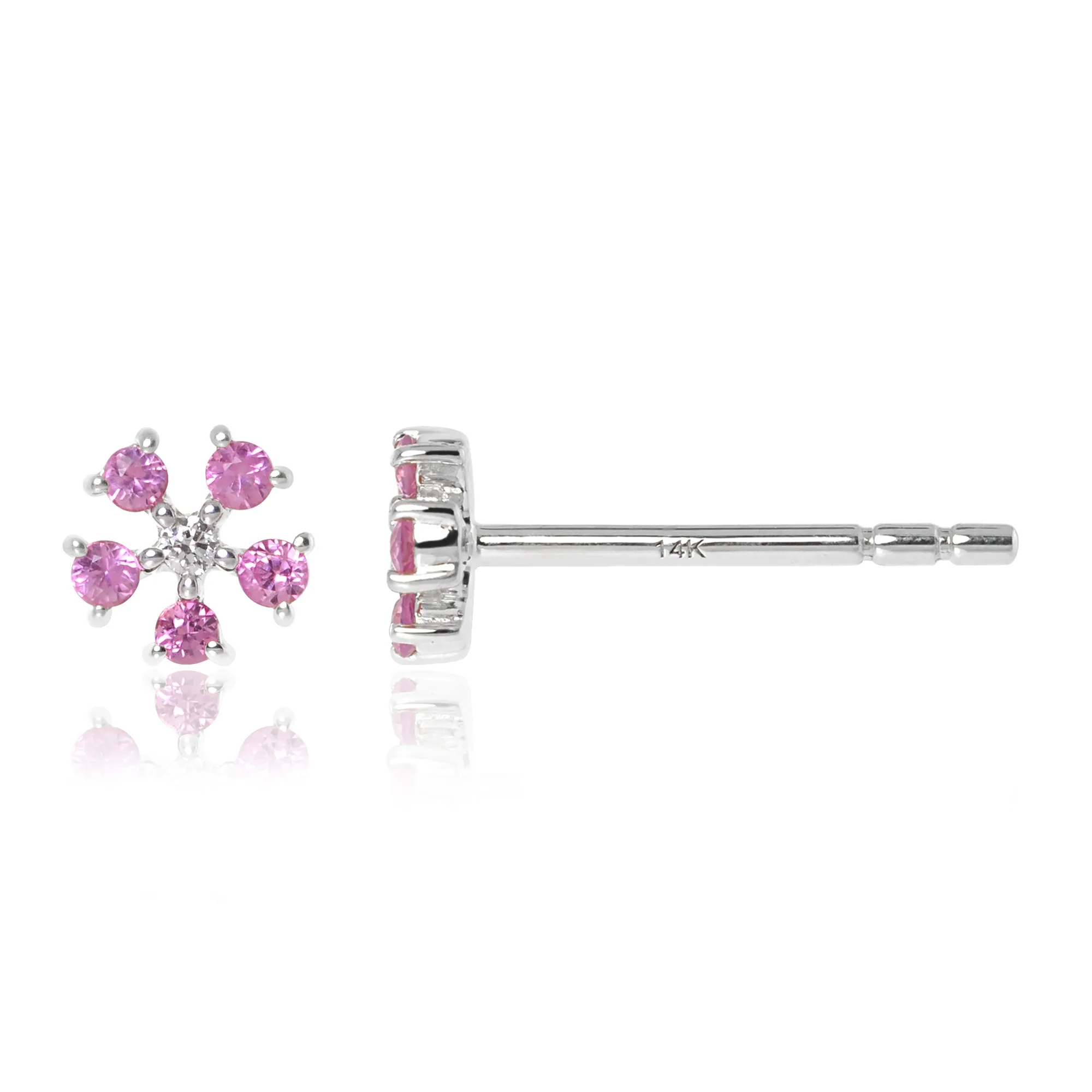 Gemstone 14K Daisy Stud