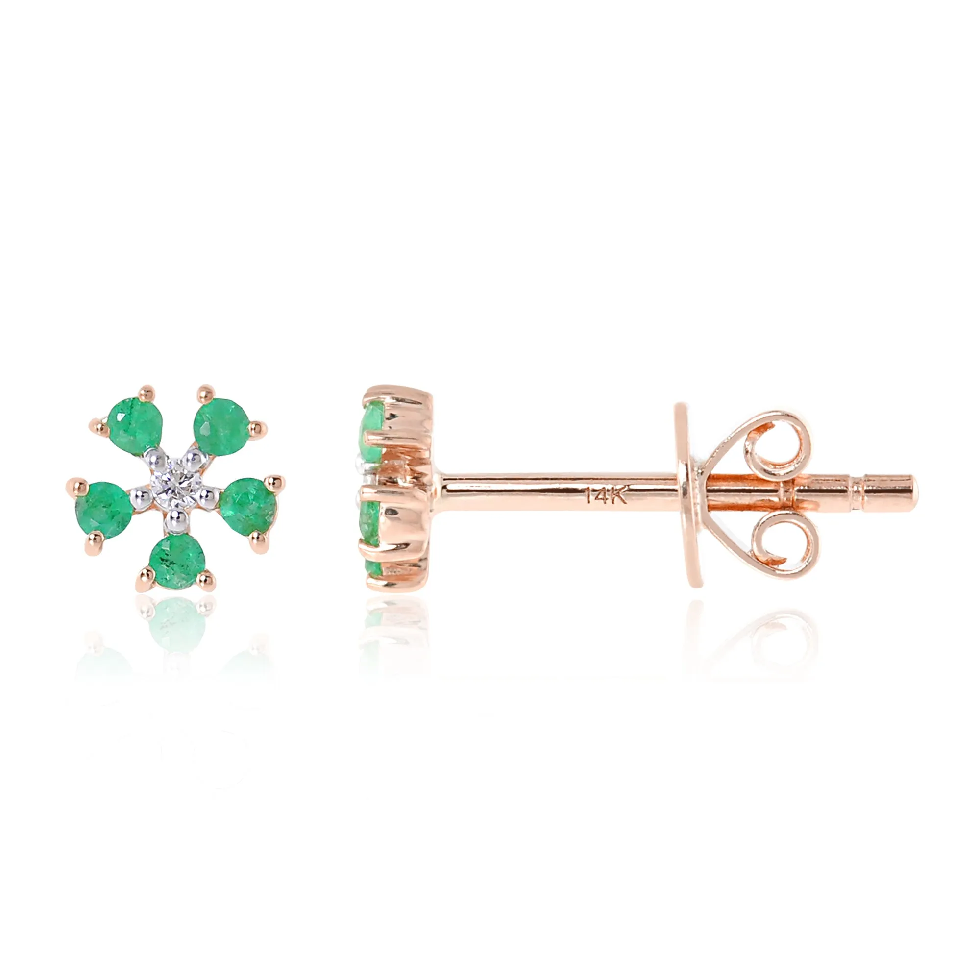 Gemstone 14K Daisy Stud