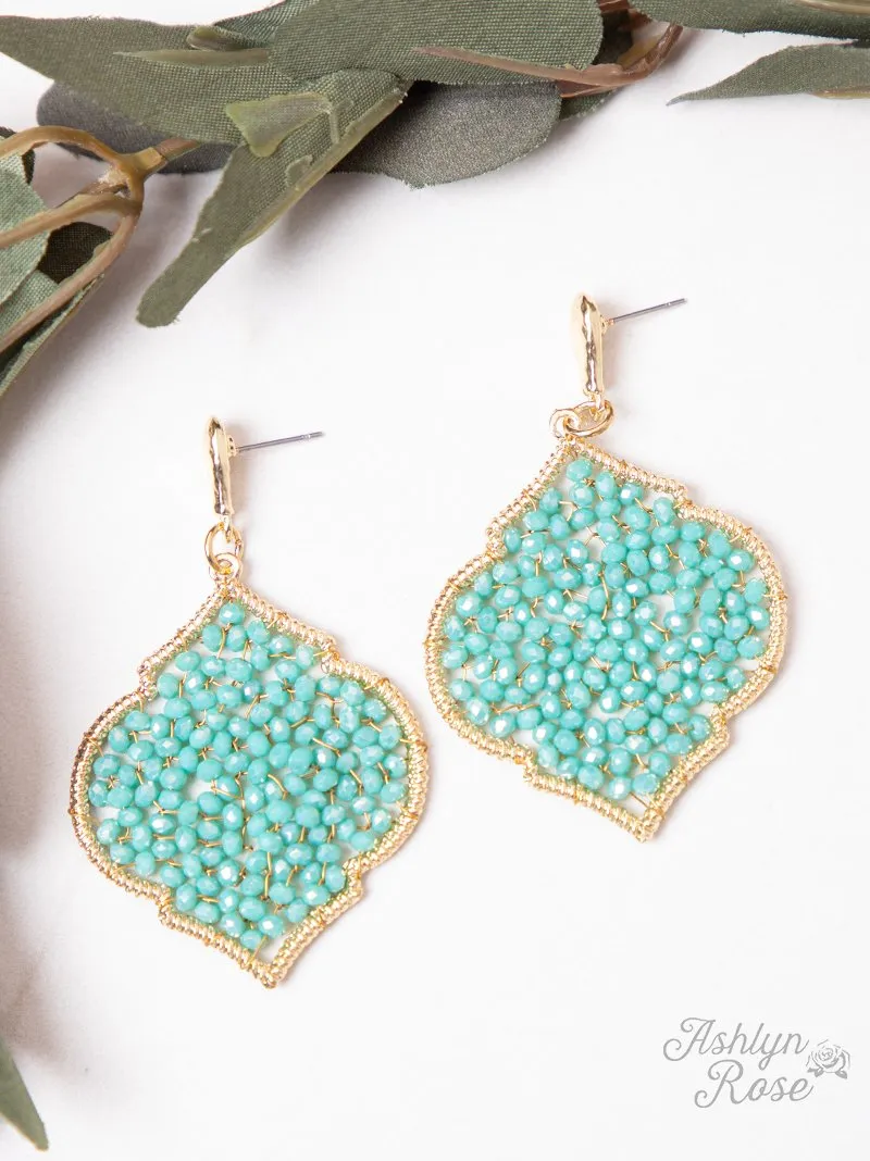 Going Baroque Drop Earrings, Iridescent Turquoise