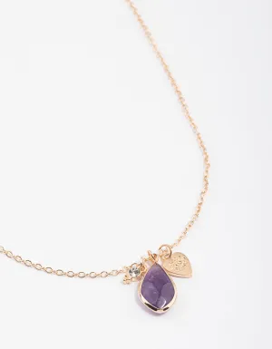 Gold Amethyst Charm Necklace