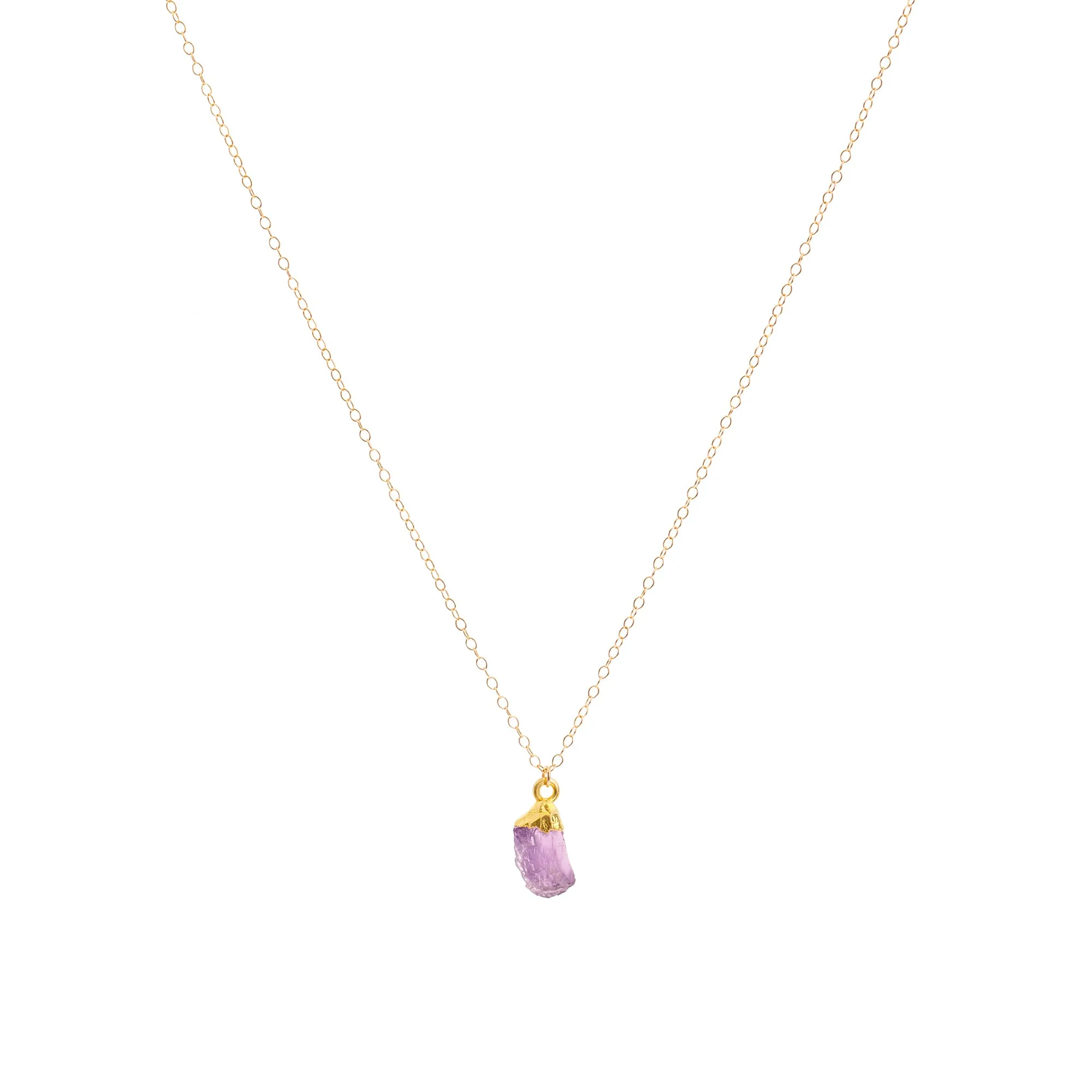 Gold Amethyst Raw Crystal Necklace