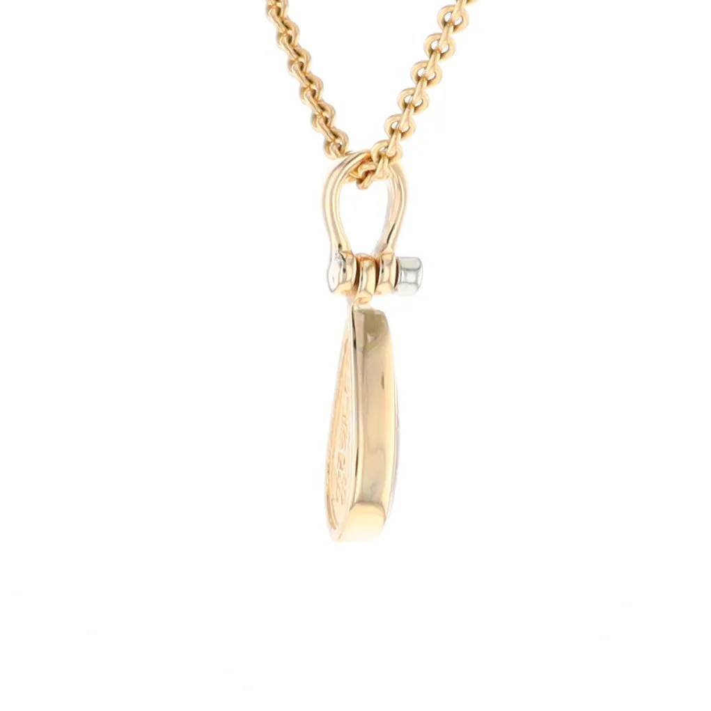 Gold Quartz Pendant Tear Drop Inlaid Design with .02ct Diamond