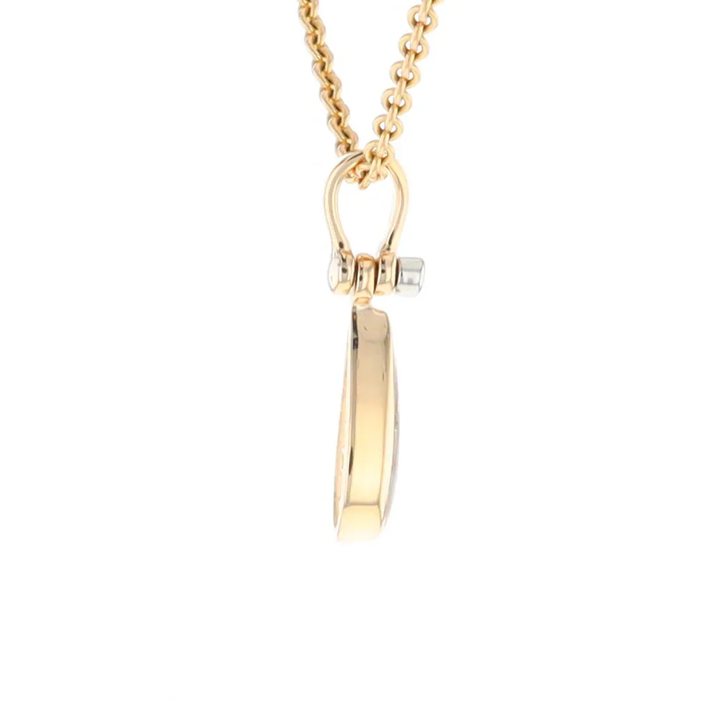 Gold Quartz Pendant Tear Drop Inlaid Design with .02ct Diamond