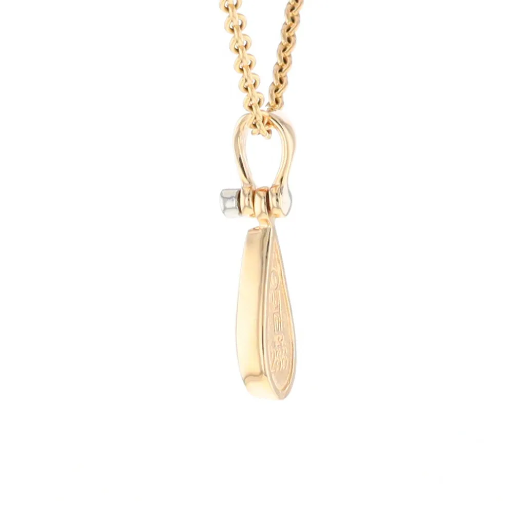 Gold Quartz Pendant Tear Drop Inlaid Design with .02ct Diamond