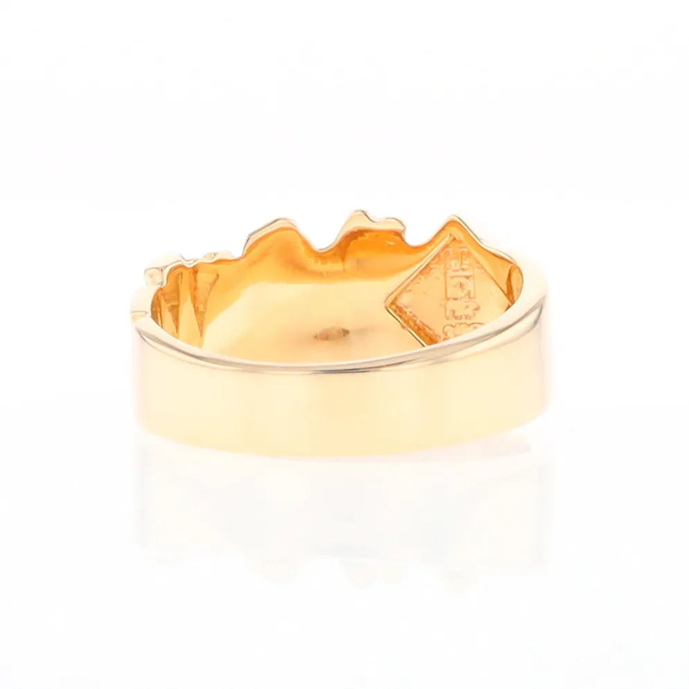 Gold Quartz Ring Diamond Shape Inlay Nugget Design Band