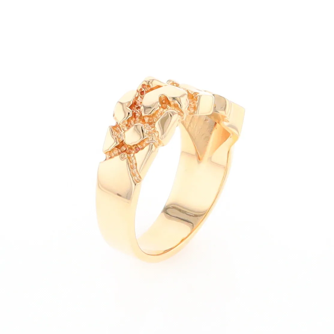 Gold Quartz Ring Diamond Shape Inlay Nugget Design Band