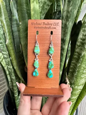 Handmade Sonoran Mountain Turquoise and Sterling Silver Hook Dangles