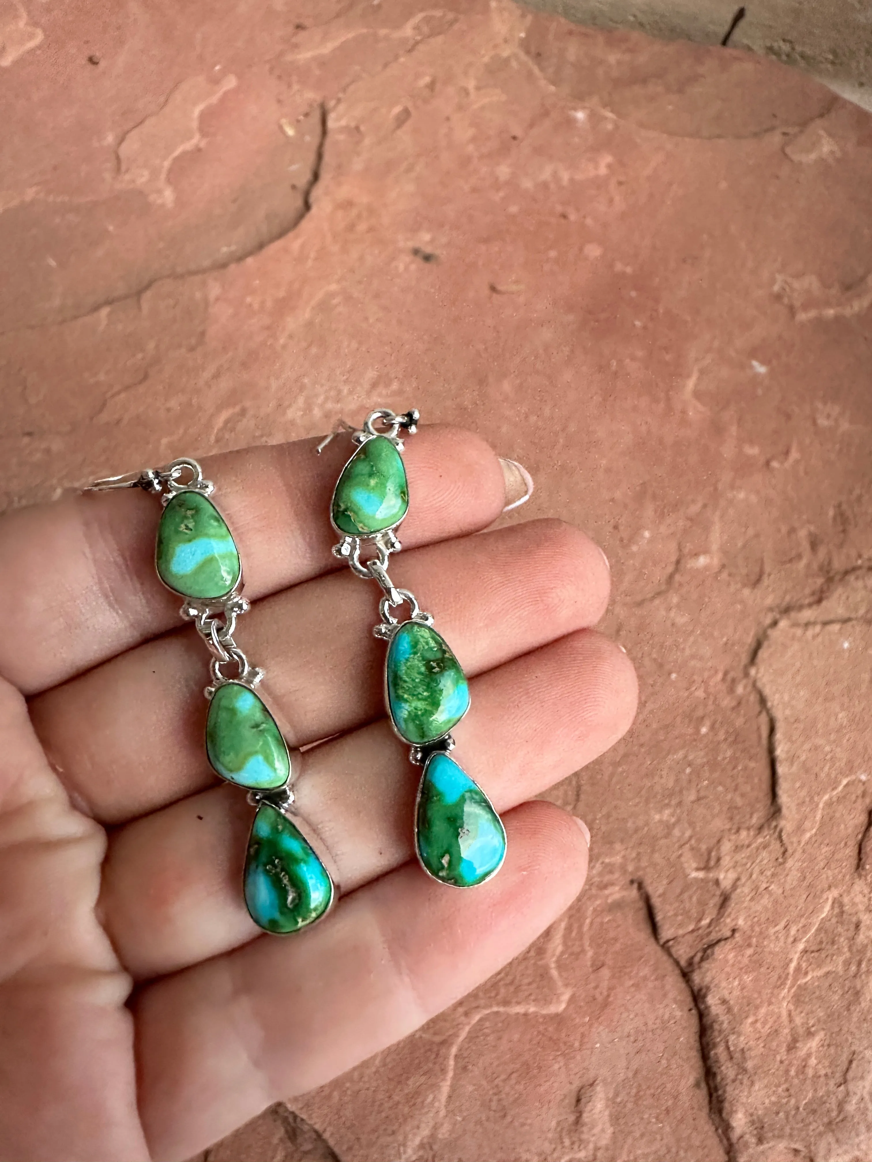 Handmade Sonoran Mountain Turquoise and Sterling Silver Hook Dangles