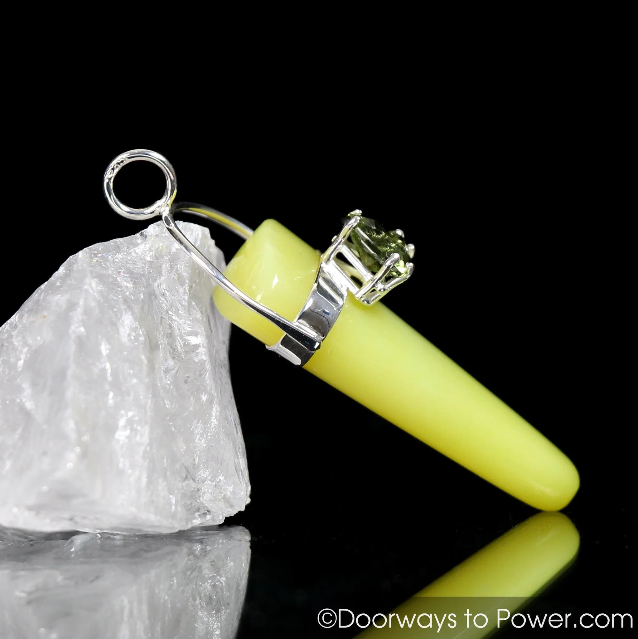 Healerite Pendant w/ Moldavite .925 SS