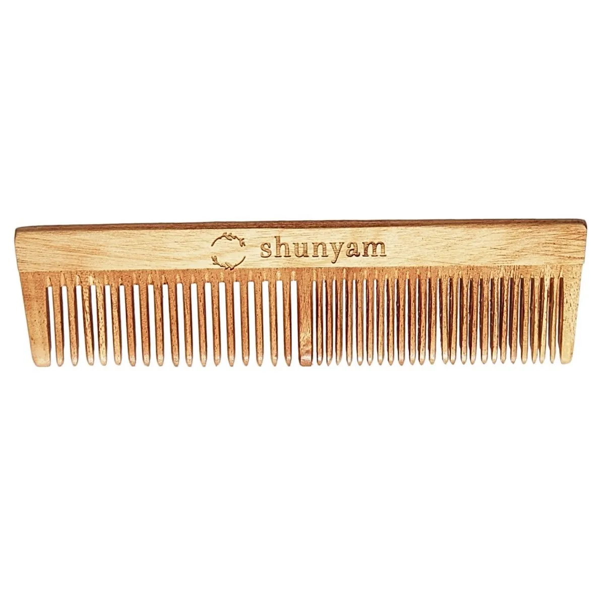 Herb oil infused Neem Comb Pack of 2 (Dual Teeth and Detangler Comb)