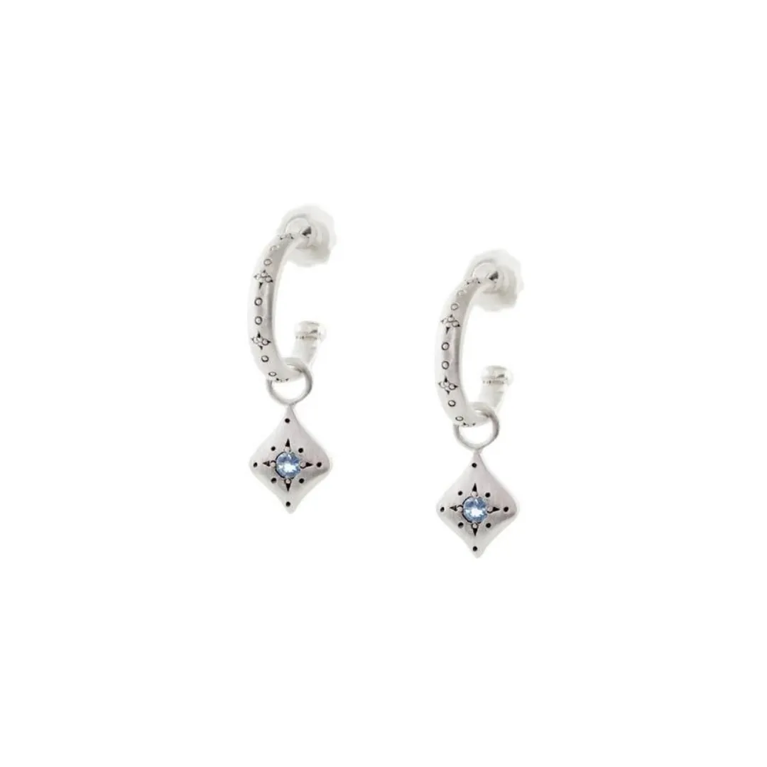 Hoops with Aquamarine Silver Night Charms