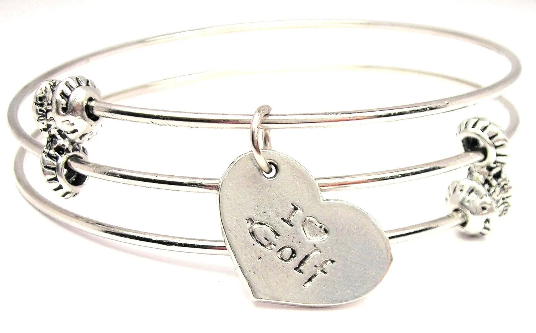 I Love Golf Triple Style Expandable Bangle Bracelet