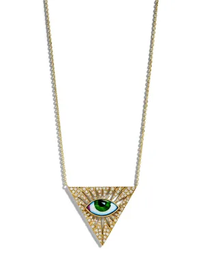 Isida Petit Vert Diamond Triangle Evil Eye Yellow Gold Necklace