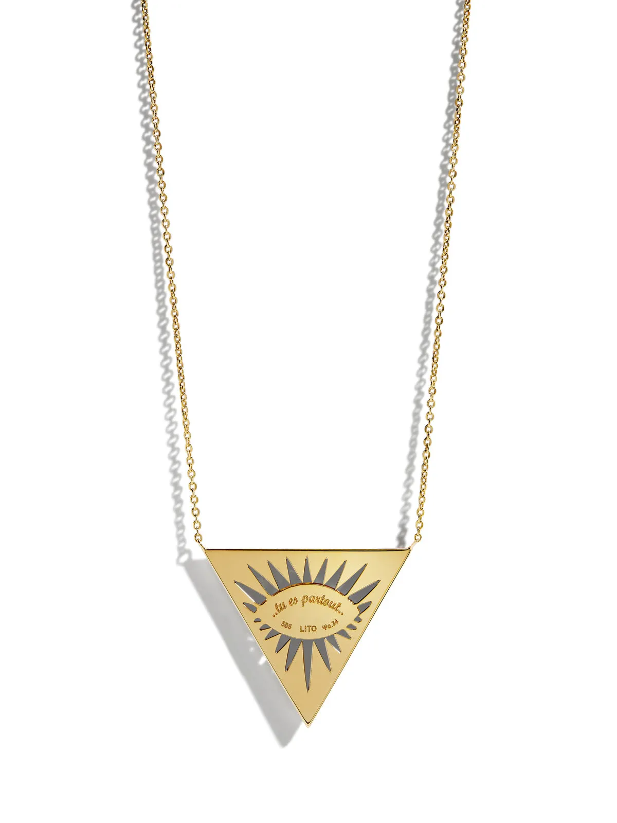 Isida Petit Vert Diamond Triangle Evil Eye Yellow Gold Necklace