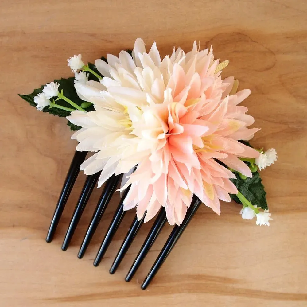 Island Mums Orange/Cream Hawaiian Hair Comb