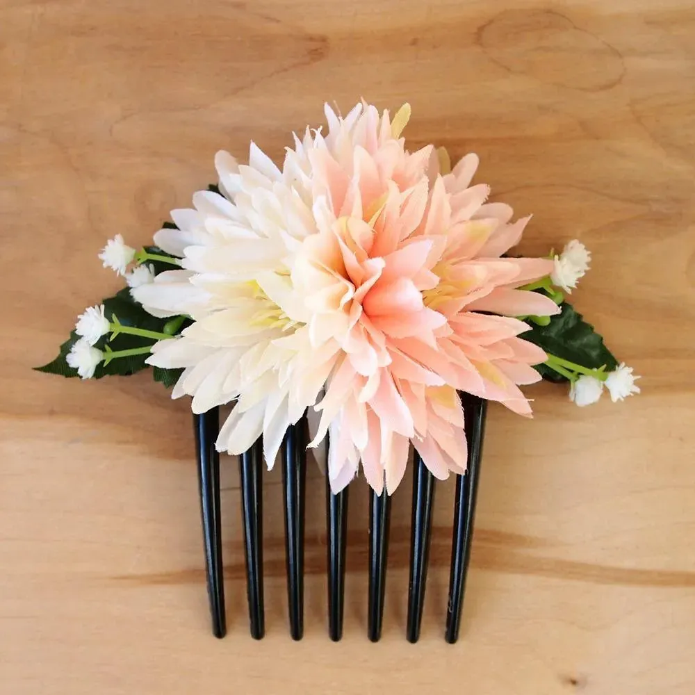 Island Mums Orange/Cream Hawaiian Hair Comb