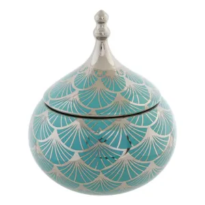 Jewelry box DKD Home Decor Porcelain Turquoise 14 x 14 x 17 cm