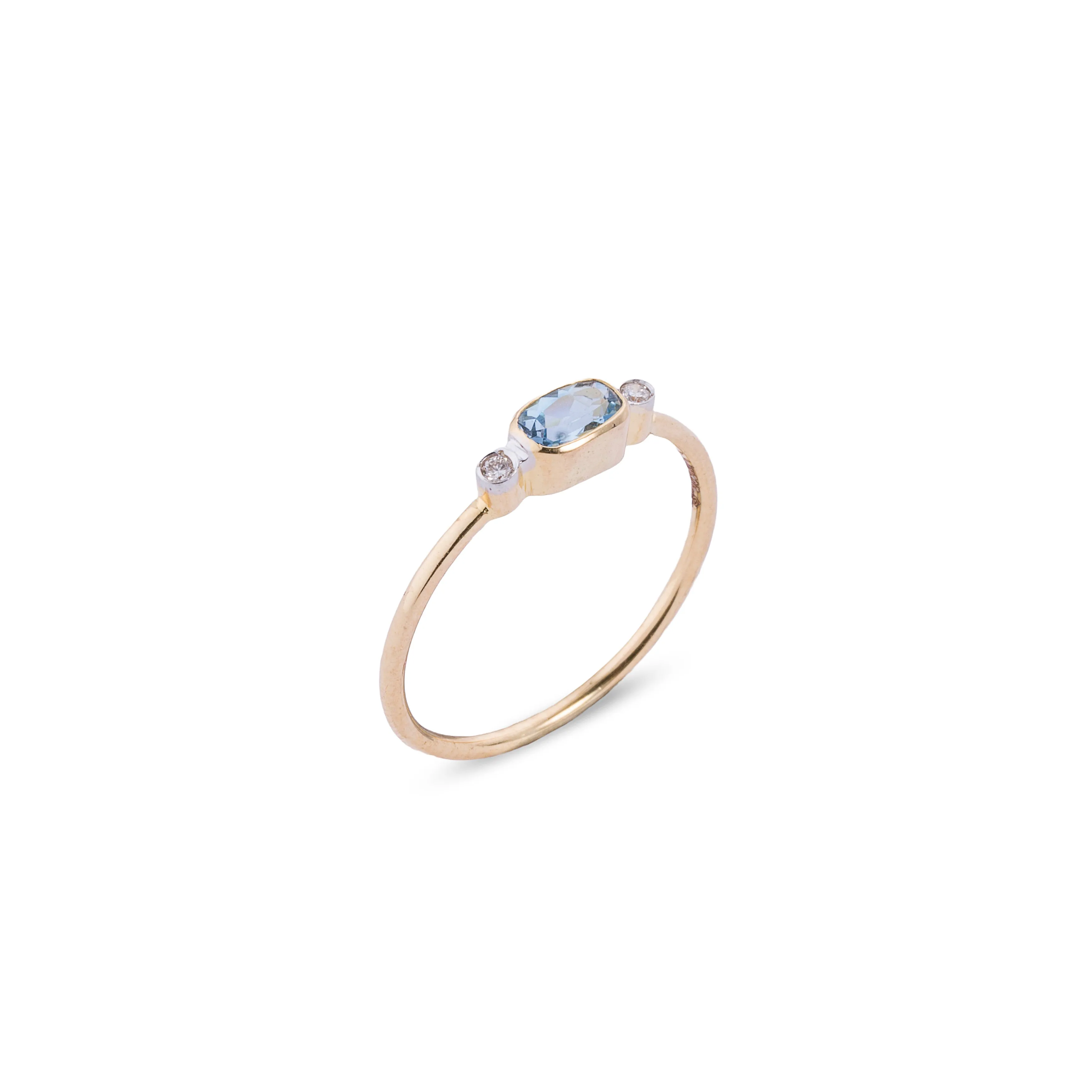 Kai, Aquamarine and Diamond Ring, 14K Yellow Gold