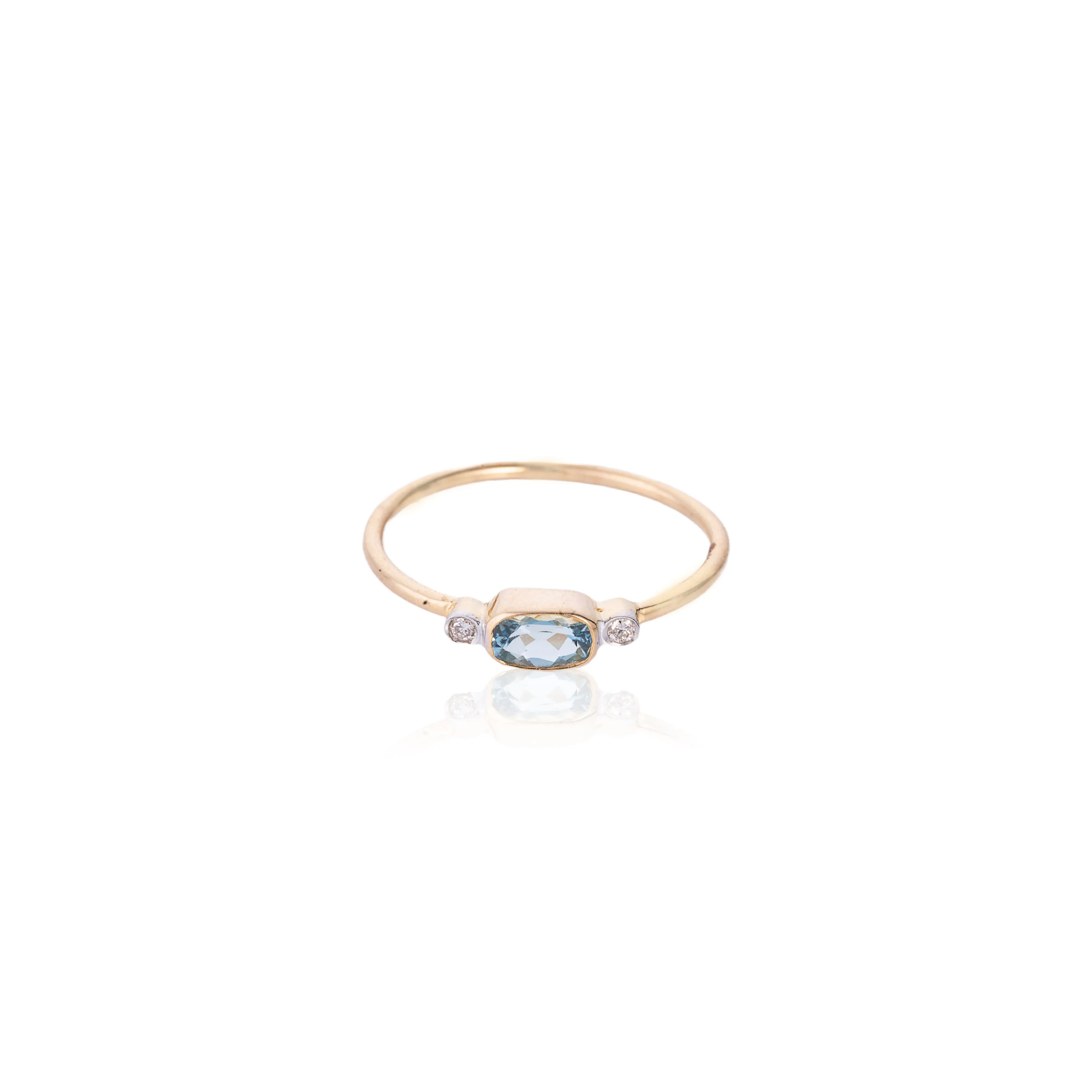 Kai, Aquamarine and Diamond Ring, 14K Yellow Gold