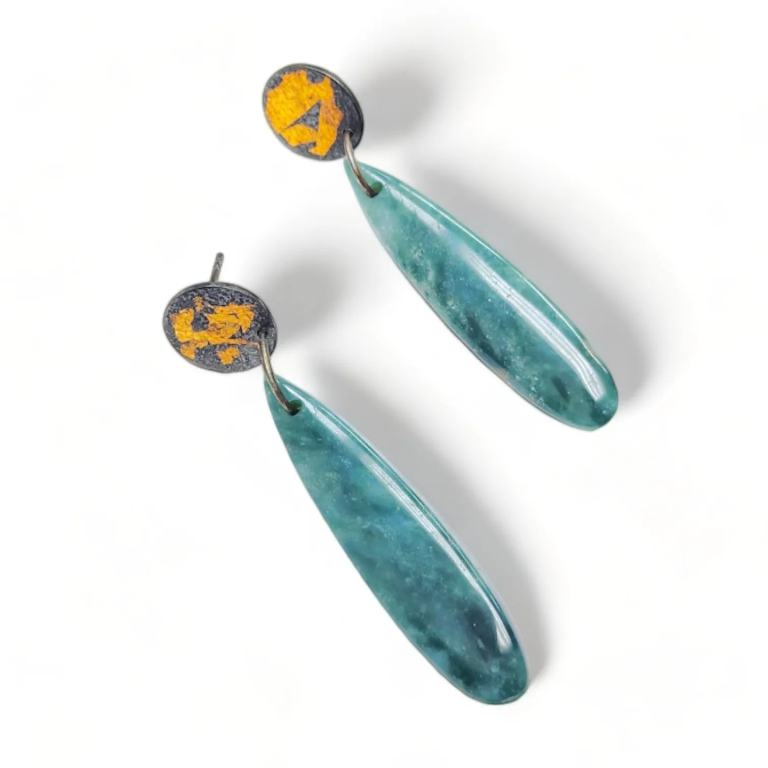 Keum-Boo Dark Green Turquoise Earrings