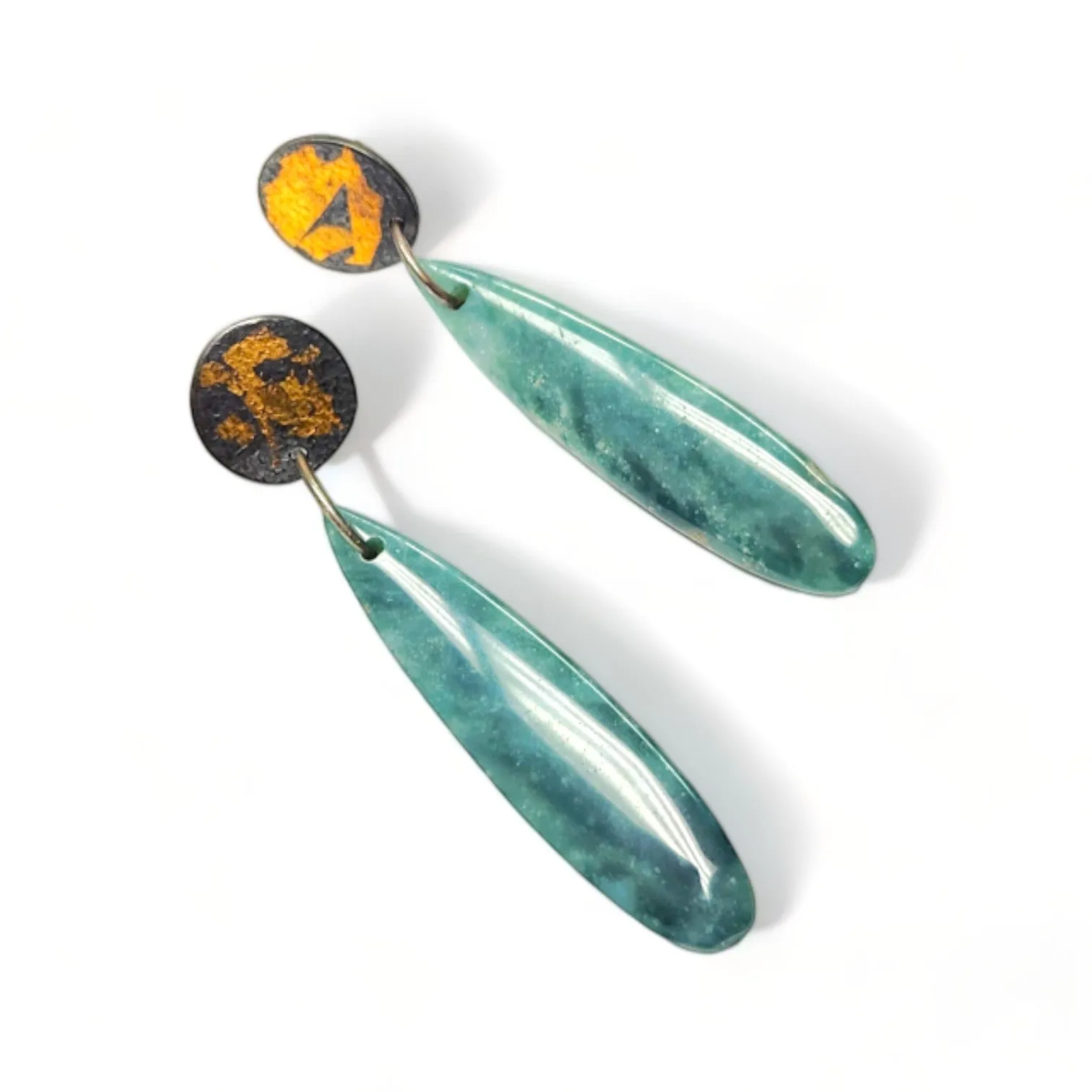 Keum-Boo Dark Green Turquoise Earrings