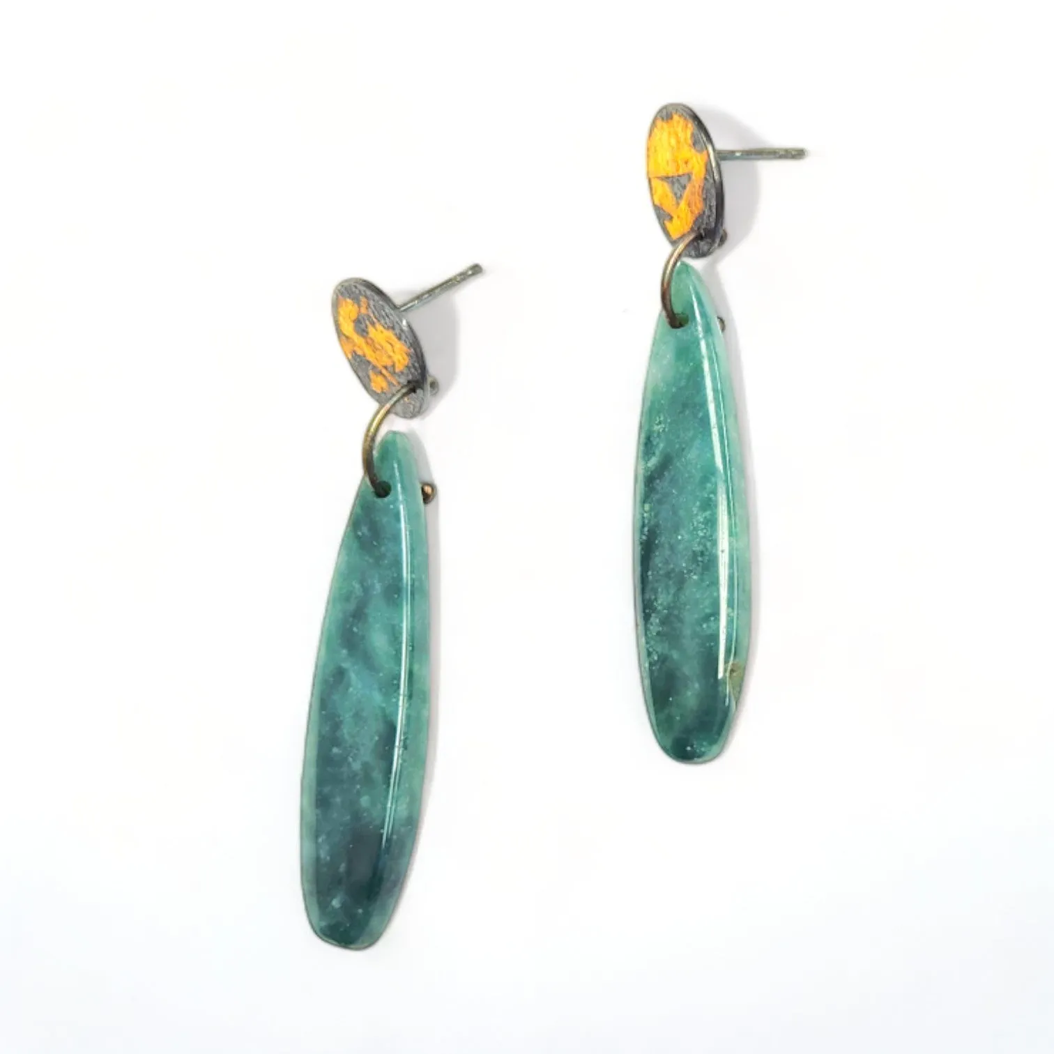 Keum-Boo Dark Green Turquoise Earrings