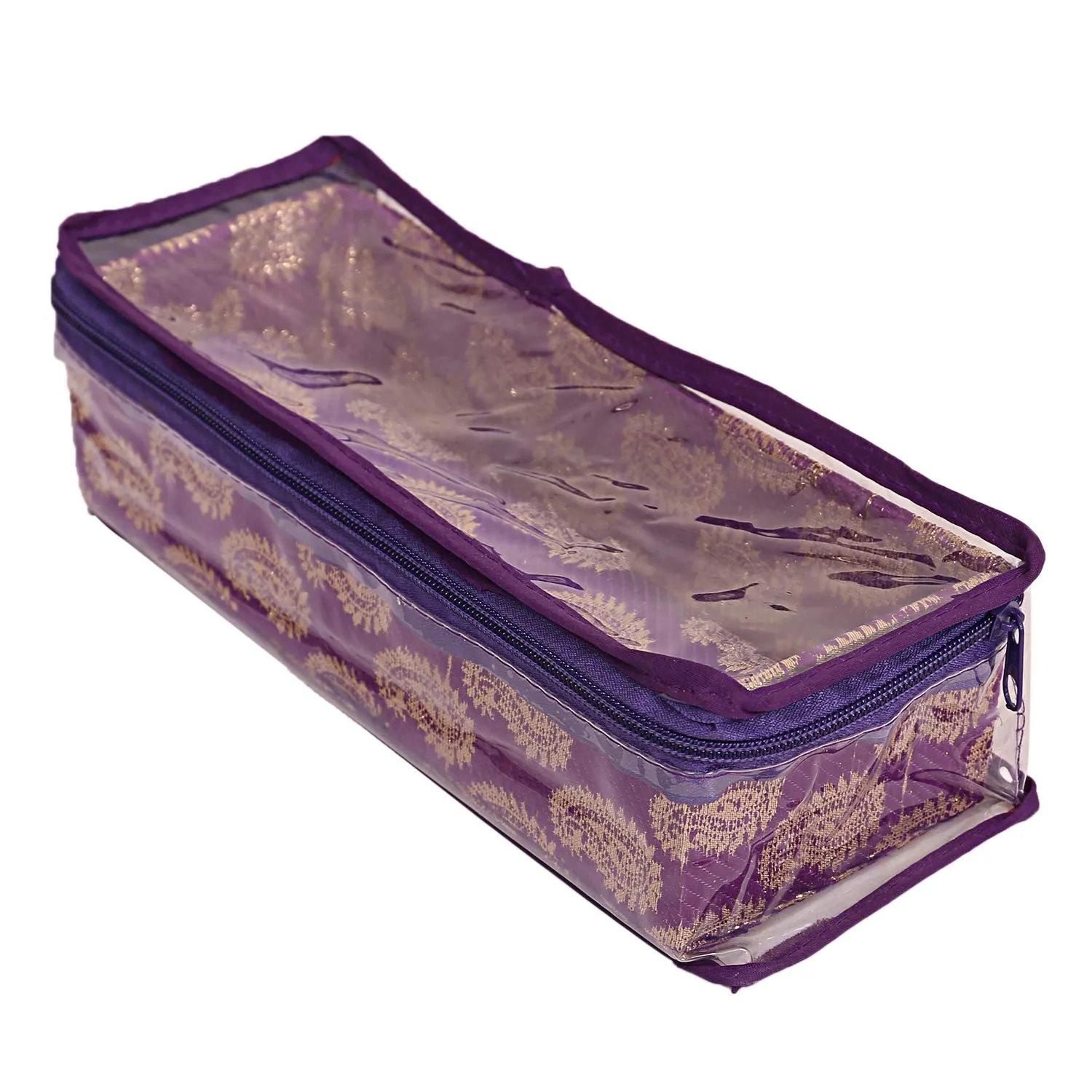 Kuber Industries Brocade Hardboard 1 Rod Bangle Box (Purple)