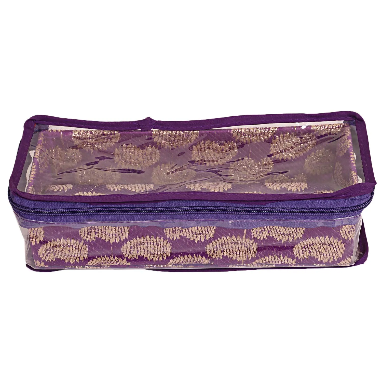 Kuber Industries Brocade Hardboard 1 Rod Bangle Box (Purple)