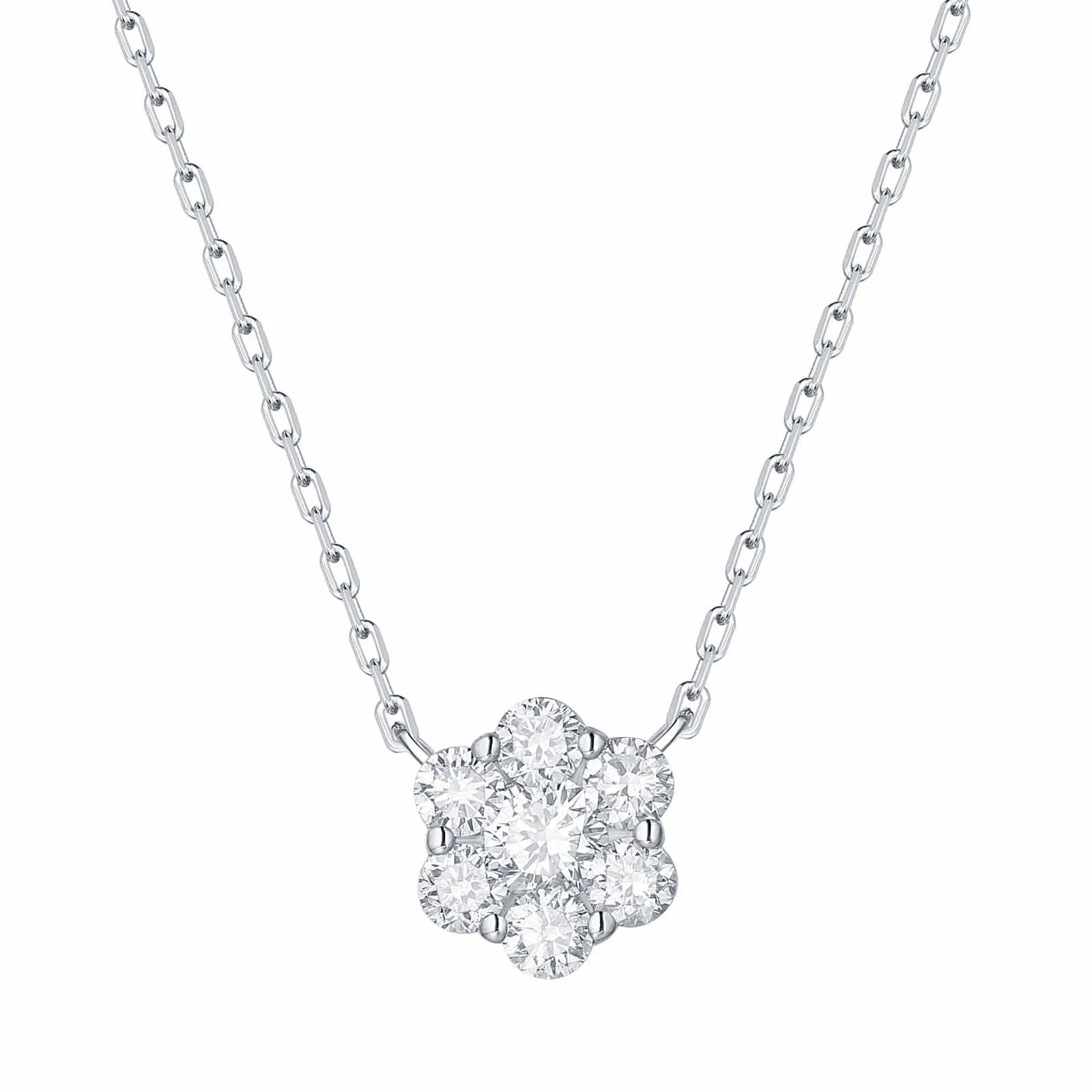 Lab Grown Diamond Cluster Flower Necklace