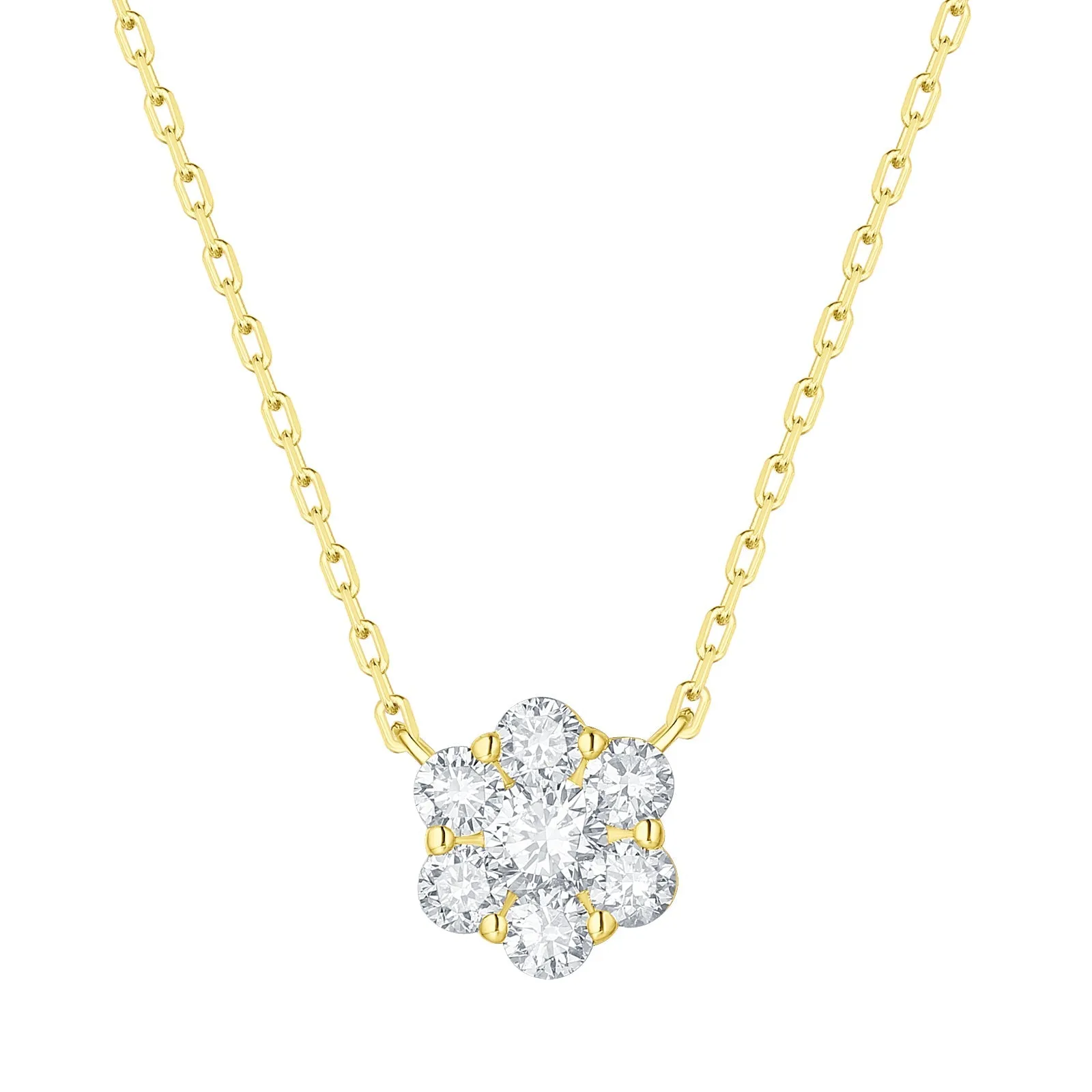 Lab Grown Diamond Cluster Flower Necklace