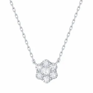 Lab Grown Diamond Cluster Flower Necklace