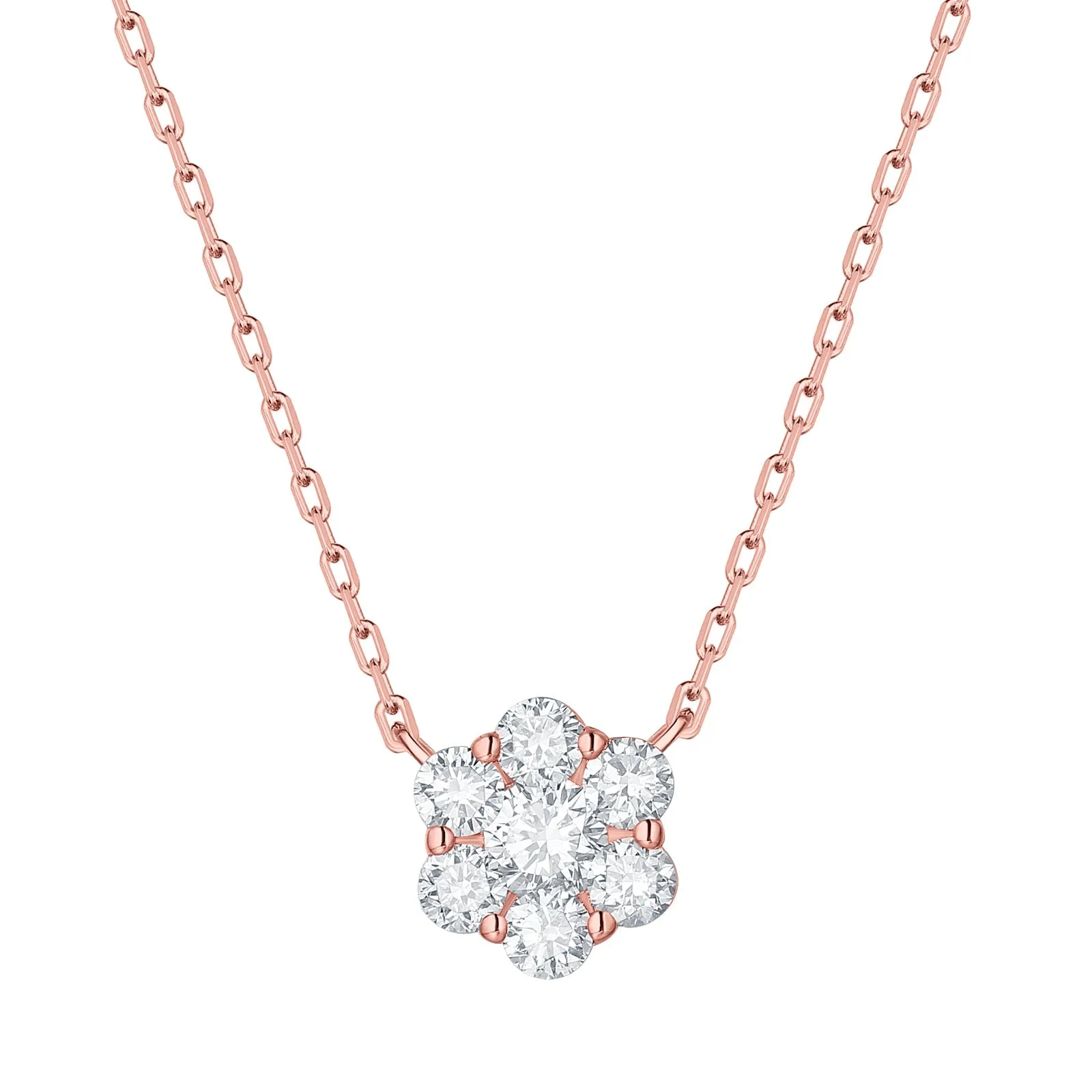 Lab Grown Diamond Cluster Flower Necklace