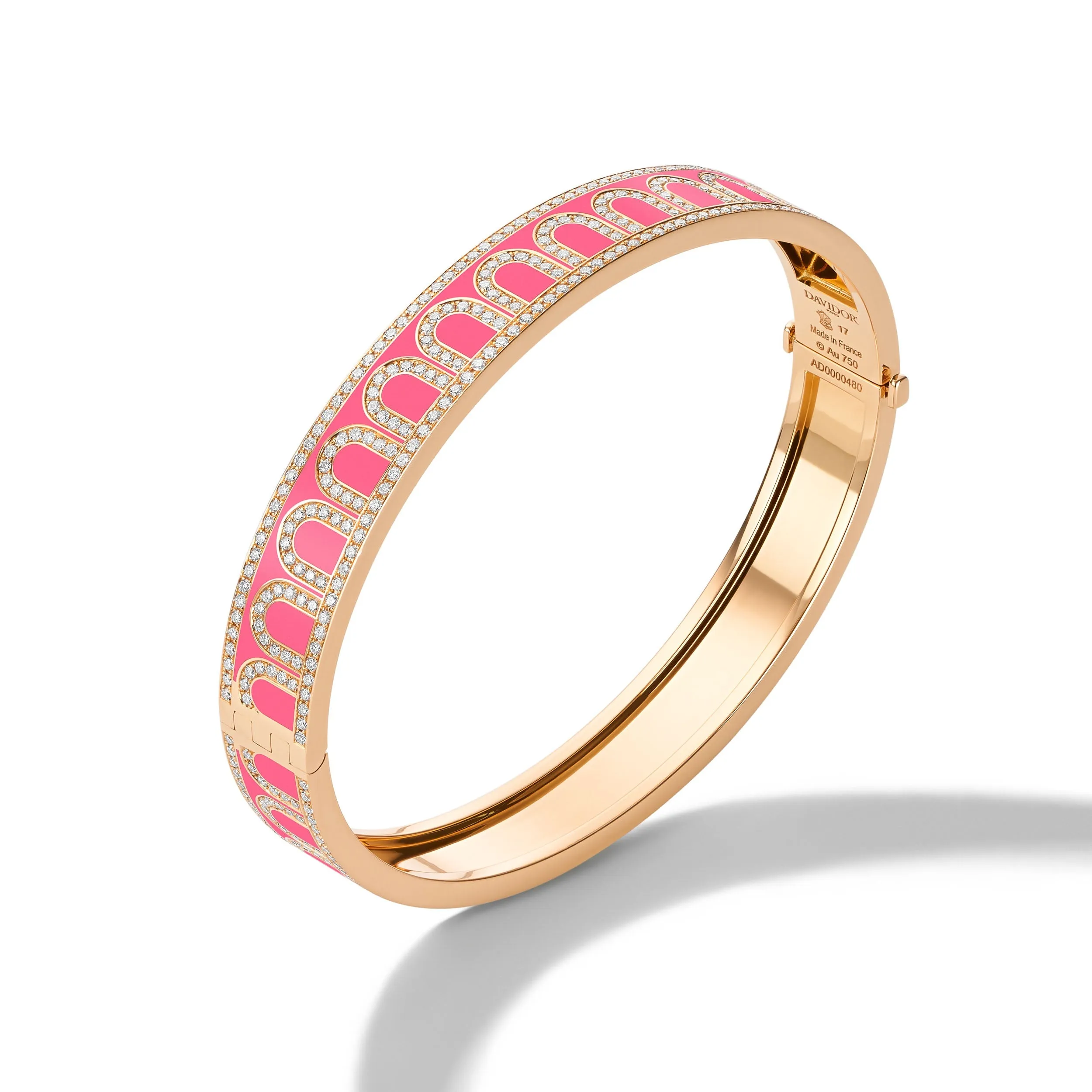 L'Arc de DAVIDOR Bangle MM, 18k Rose Gold with Lacquered Ceramic and Palais Diamonds