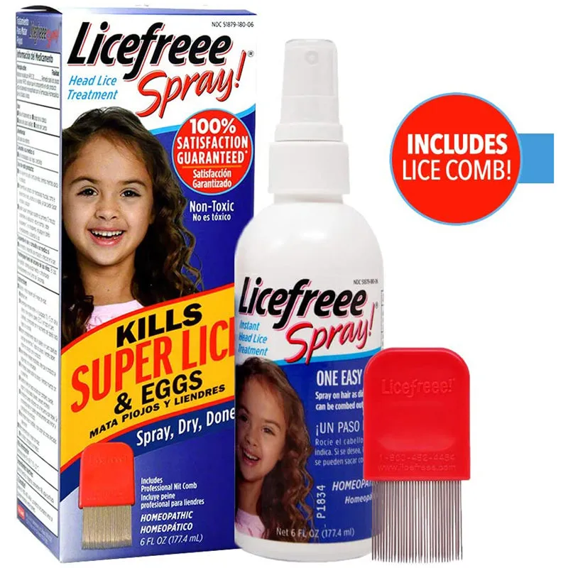 Licefreee Non-Toxic Spray Head Lice Treatment Spray with Comb